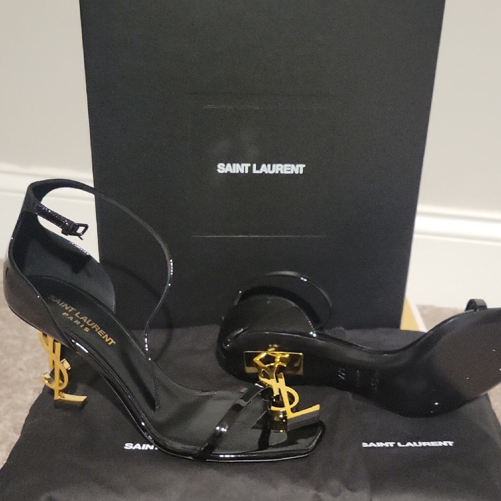 Saint Laurent Black Heels with YSL Logo Heel